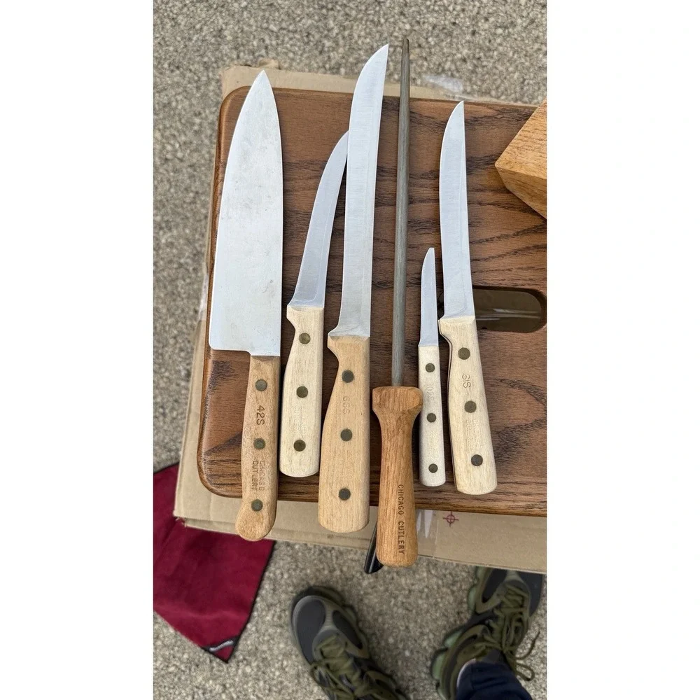 Chicago Cutlery Knife Block Set Wood Handles Chef Utility Paring Steel‎